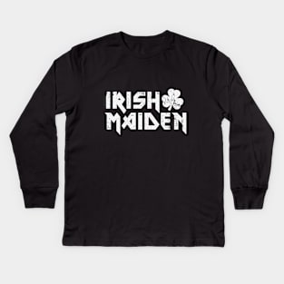 Irish Maiden paddy day cailín rocker metalhead Kids Long Sleeve T-Shirt
